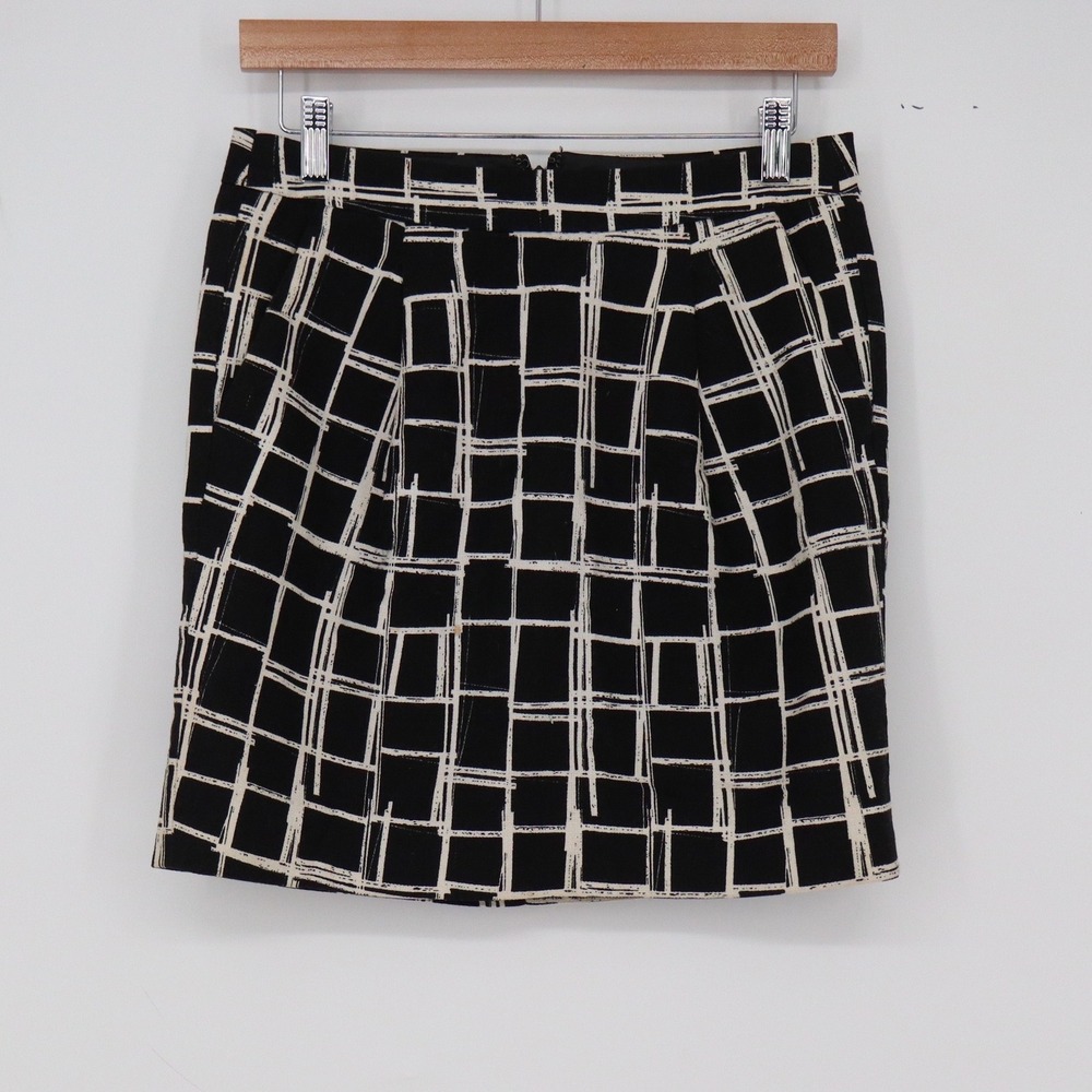 Gap Skirt Womens 0 Mini A-Line Black White Grid Pattern Cotton Good